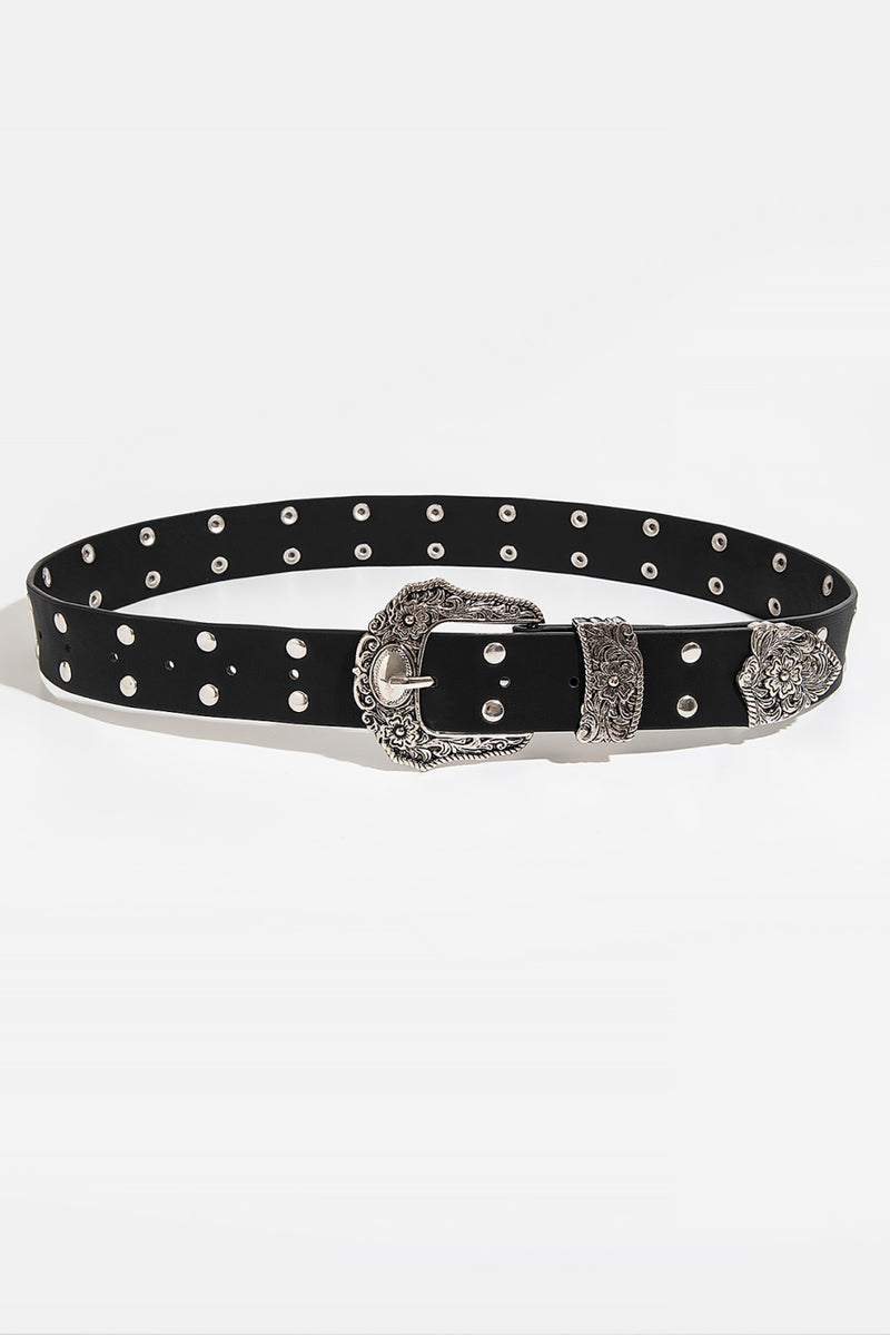 Double Row Studded PU Leather Belt