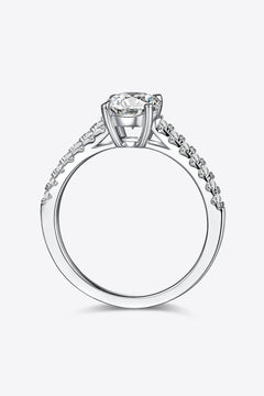 1 Carat Moissanite 925 Sterling Silver Side Stone Ring