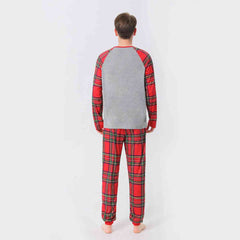 Men MERRY CHRISTMAS Graphic Top and Plaid Pants Set