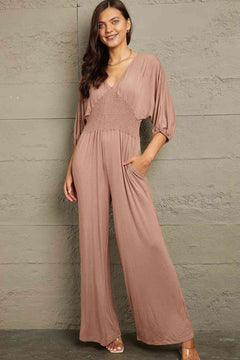 Culture Code Full Size Smocking Waist Jumpsuit