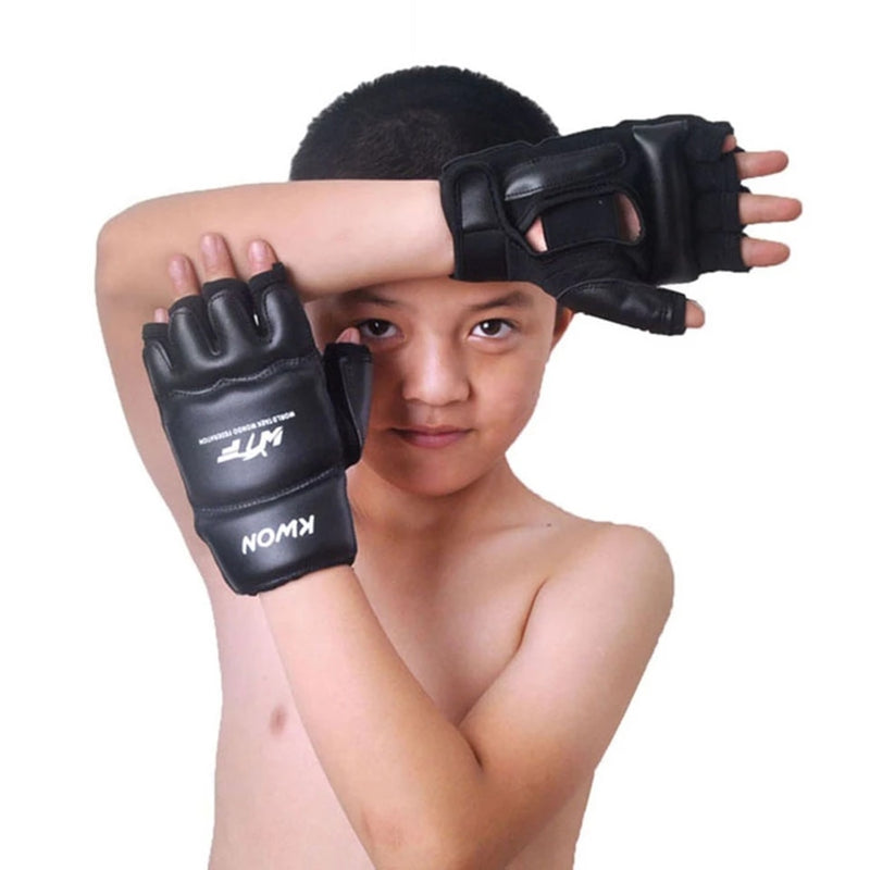 New Leather Half Finger Kids Children Karate Boxing Gloves