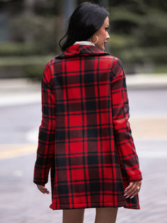 Plaid Shawl Collar Coat with Pockets