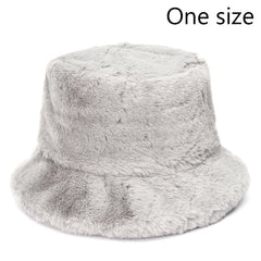 Winter Cow Leopard Faux Fur Fluffy Bucket Hats