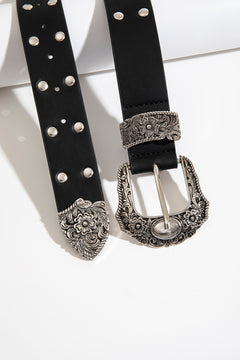 Double Row Studded PU Leather Belt