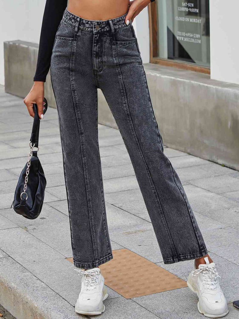 High Waist Straight Leg Jeans