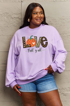 Simply Love Full Size LOVE FALL Y'ALL Graphic Sweatshirt